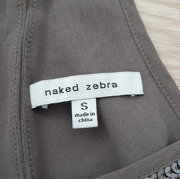 Grey Chiffon Top With Sequins - Picture 3 of 9